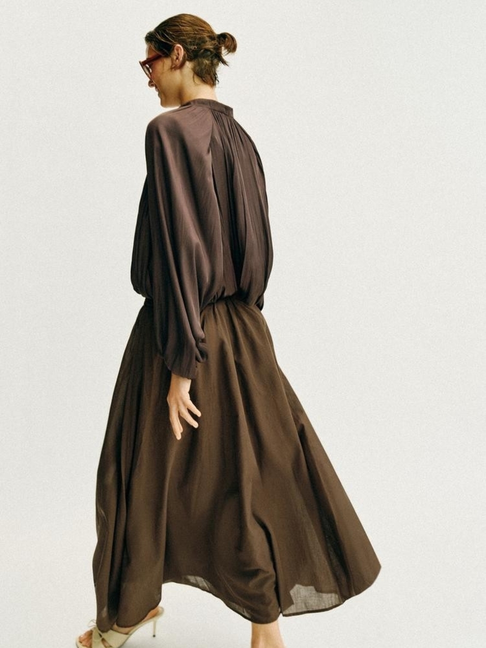 Zara Brown LAYERED MIDI SKIRT - Picture 4 of 8